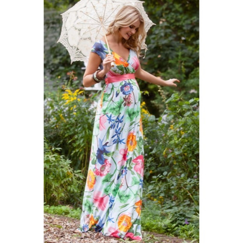 Tiffany Rose Alana Jersey Maxi Maternity Dress in Hawaiian Breeze Size 2(US 6-8)